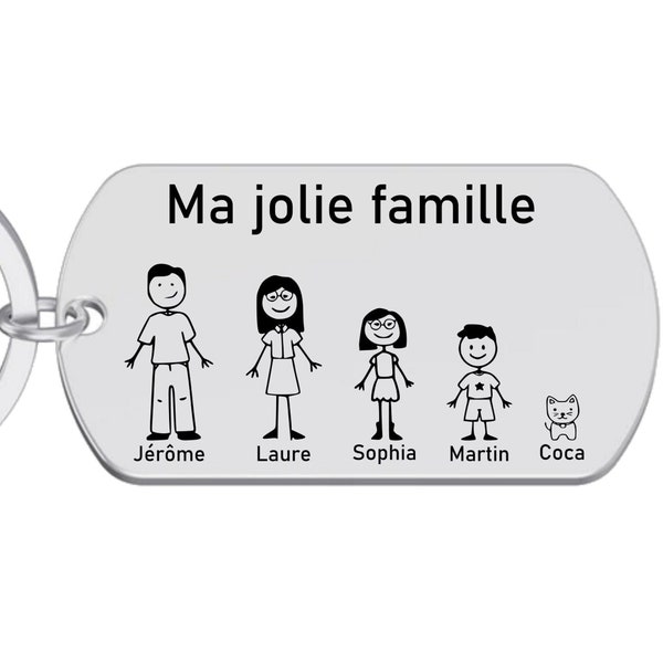 Porte clé personnalisé famille gravé laser en métal