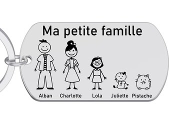 Porte clé personnalisé famille gravé laser Cadeau Personnalisé fête des grands mères fête des mères fête pères cadeau famille noël metal