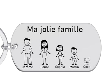 Porte clé personnalisé famille gravé laser en métal