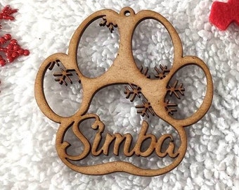 Bola de Navidad de madera personalizada nombre árbol personalizable animal gato perro animales