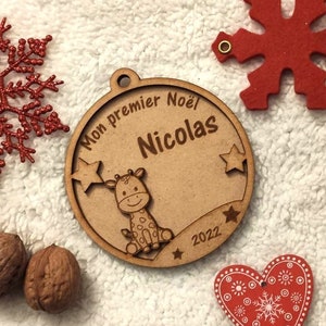 Personalized wooden Christmas ball giraffe my first Christmas Personalized Christmas ball decoration