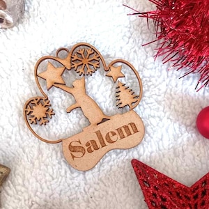 Personalized wooden Christmas ball first name tree customizable personalized animal cat dog animals