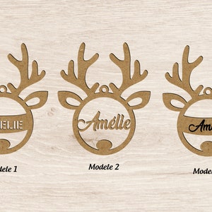 Personalized wooden Christmas ball first name tree customizable child deer