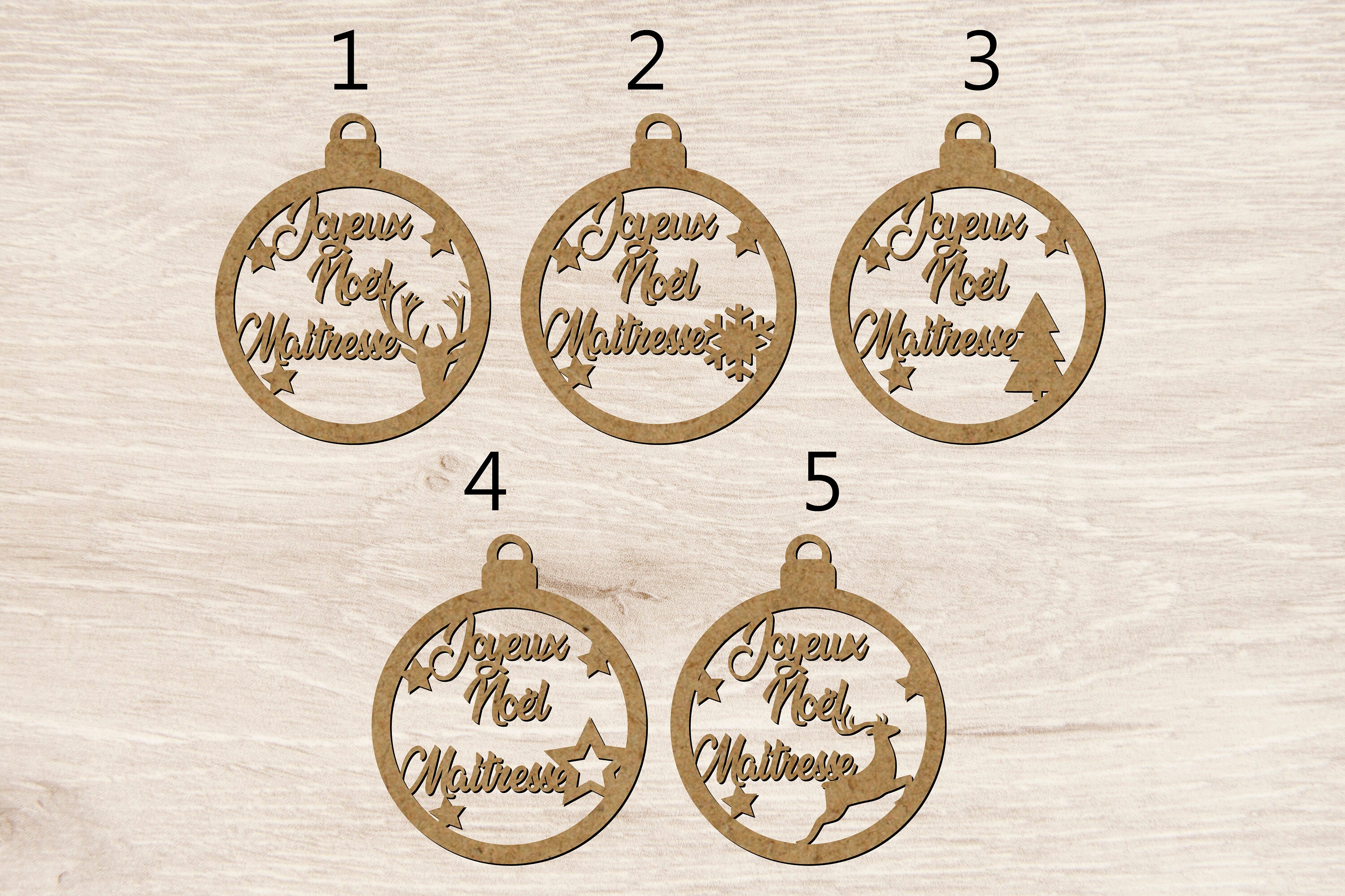 Boule de Noel en Bois Prénom Sapin Personnalisable Personnalisé Enfant Joyeux Prénom