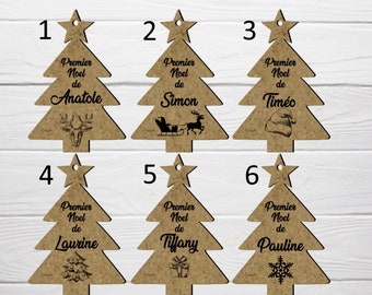 Wooden Christmas ball fir first Christmas personalized customizable Christmas