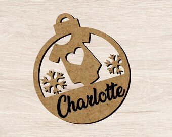 Bola de Navidad de madera personalizada nombre árbol personalizable Niño personalizado cuerpo de nacimiento del bebé primera Navidad