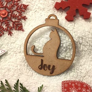 Boule de Noël personnalisée en bois prénom sapin personnalisable personnalisée animal chat animaux image 3