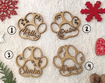 Bola de Navidad de madera personalizada nombre árbol personalizable animal gato perro animales