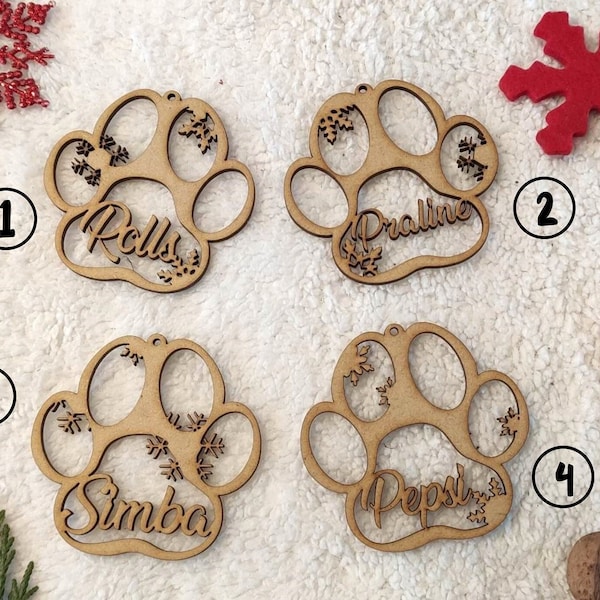 Bola de Navidad de madera personalizada nombre árbol personalizable animal gato perro animales