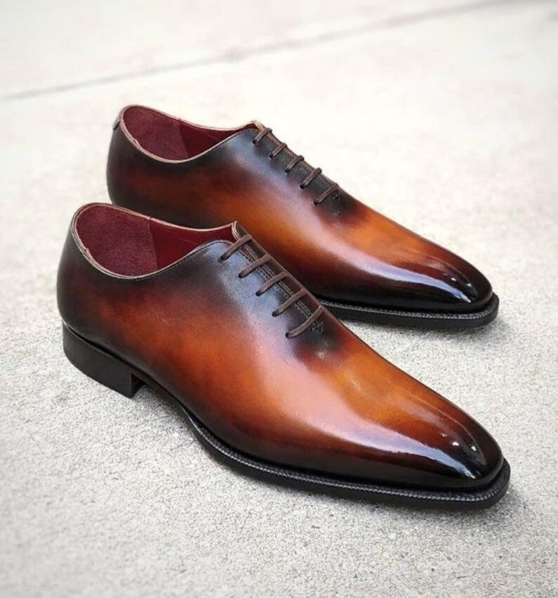 New Pure Handmade Brown Shaded Leather Lace Up Dress Shoes For Men/'s