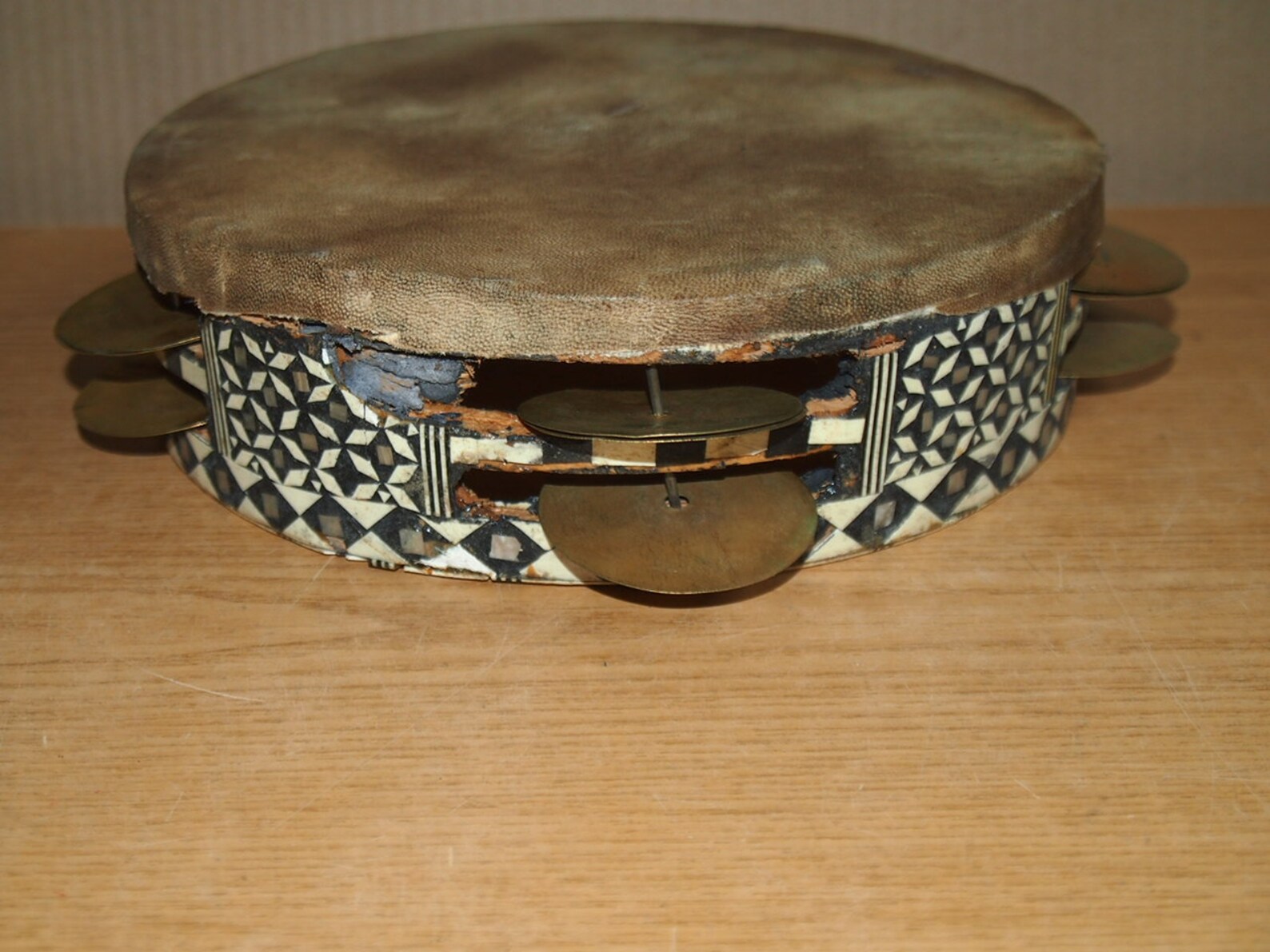 Authentic vintage TAMBOURINE Hand Drum Natural Skin Wood Etsy