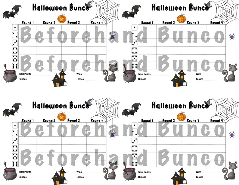 Halloween Bunco Score Sheets - Etsy