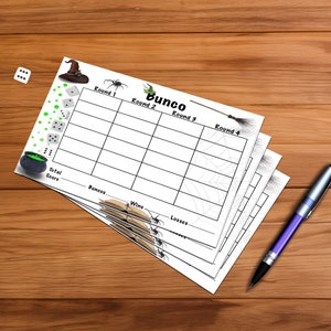Halloween Witches Bunco Score Sheet