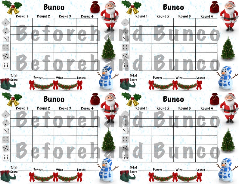 Santa Christmas Bunco Score Sheet - Etsy