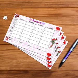 Valentines Bunco Score Sheet