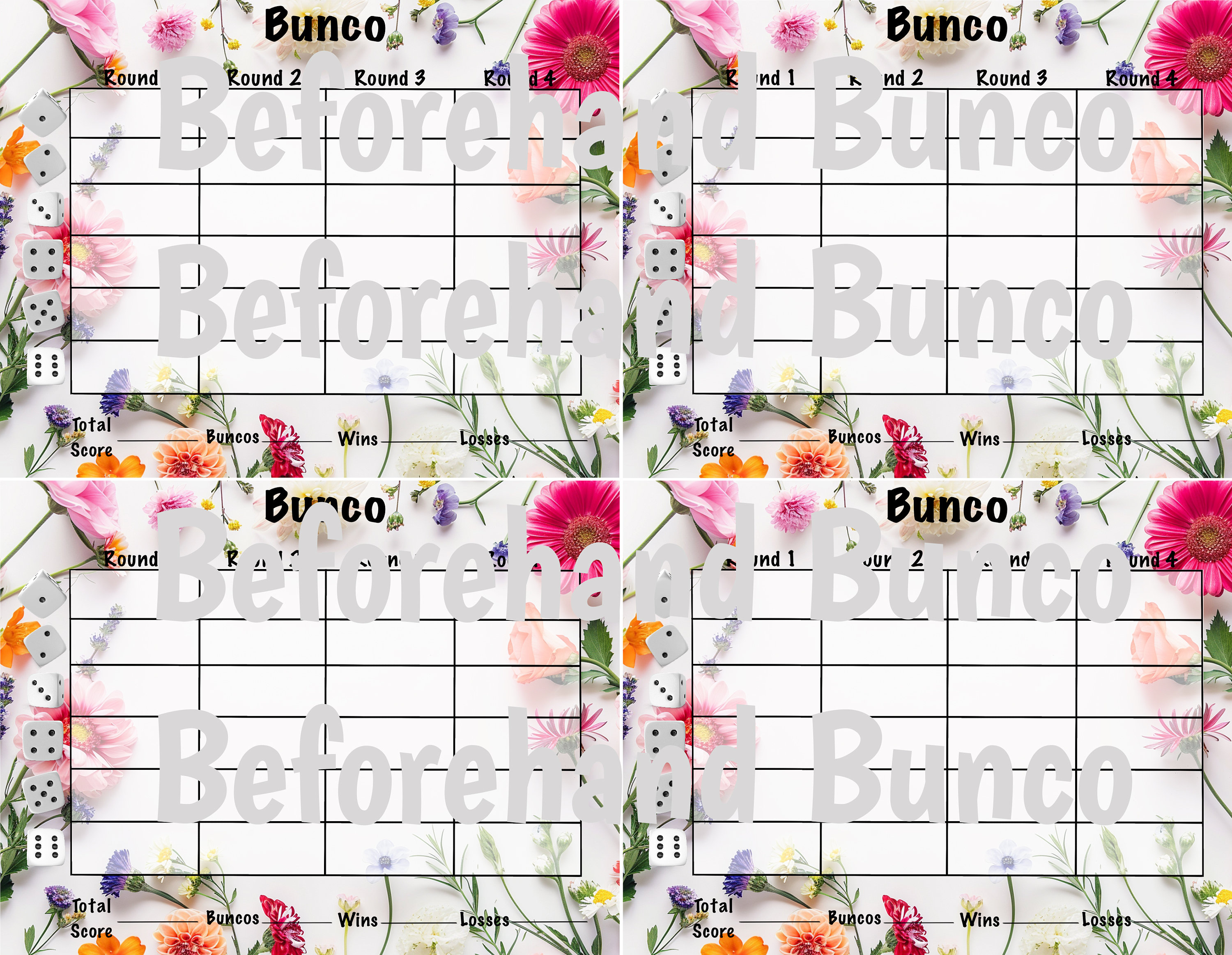 Spring Flowers Score Sheet -colorful Floral Score Card - Etsy