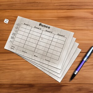 Wood Grain Bunco Score Sheet
