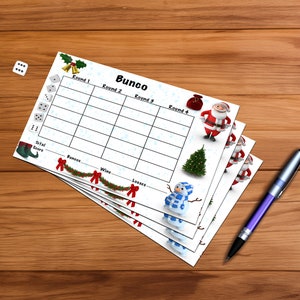 Santa Christmas Bunco Score Sheet