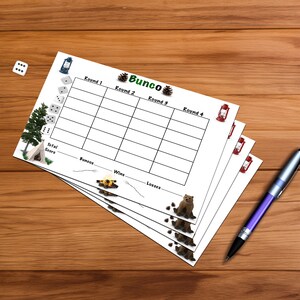 Camping Woodsy Bunco Score Sheet