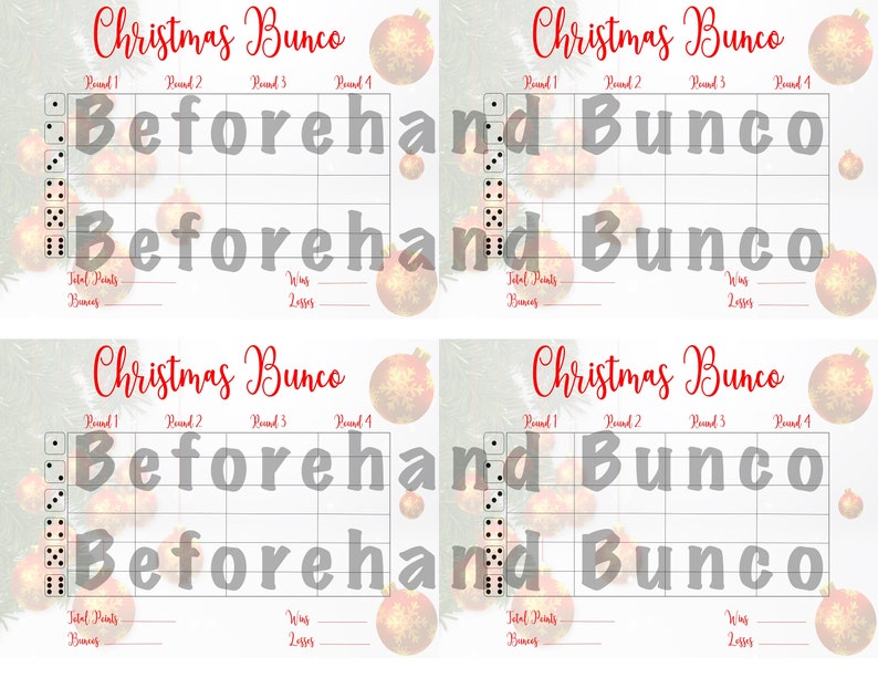 Christmas Bunco Score Sheets - Etsy
