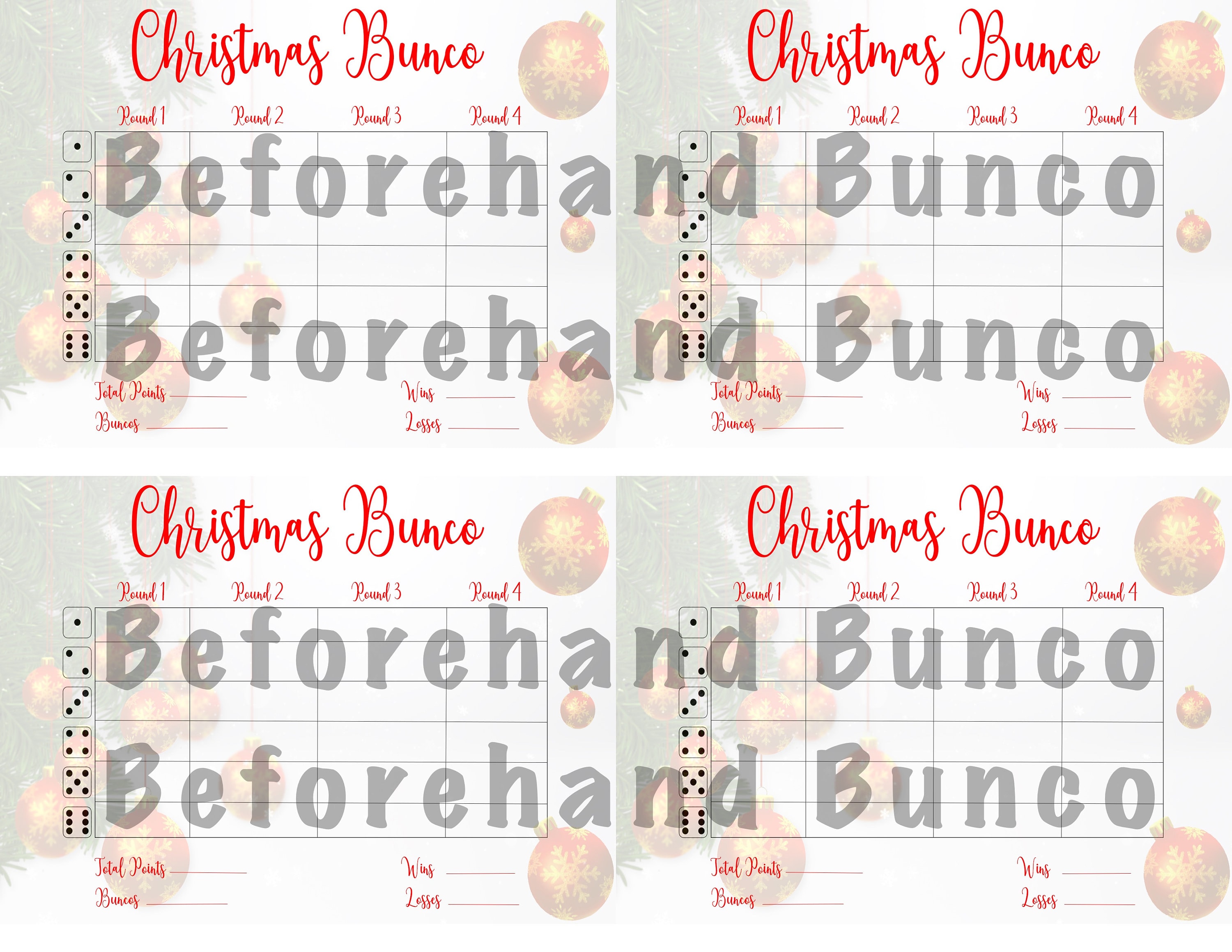 Printable Score Sheets For Bunco