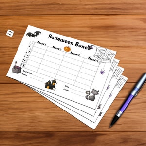 Hojas de puntuación de Bunco de Halloween