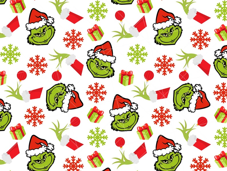 Grinch Christmas Digital Seamless Pattern File - Etsy