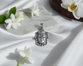 Pingente Mahakal em Prata de Lei | Colar com a imagem do deus hindu Shiva oxidado