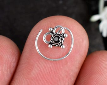 Oxidized Sterling Silver Nose Pin Set: Tribal Boho Indian Jewelry