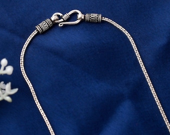 Oxidized Sterling Silver Chain Necklace for Men: Handmade 24” Silver Jewelry