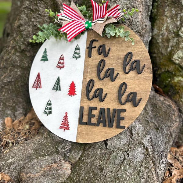 Fa la la Leave Christmas Door Hanger | Christmas Round