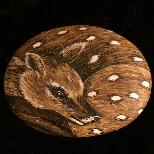 Painted Deer Rock Etsy