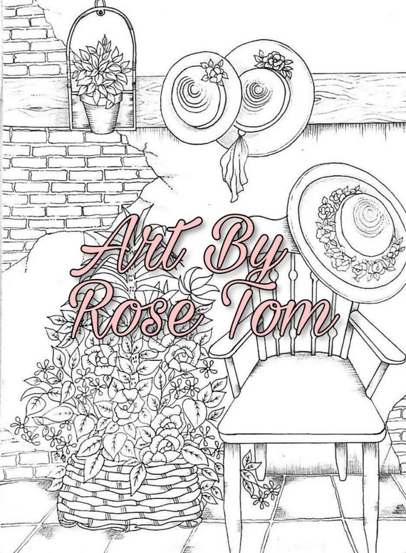1 Coloring Page The Chair Vintage Collection Rose Tom Etsy