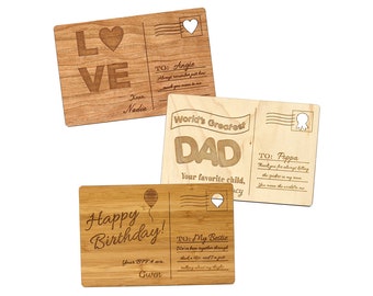 Personalized Engraved Wooden Postcards Perfect Custom Mothers day Gift