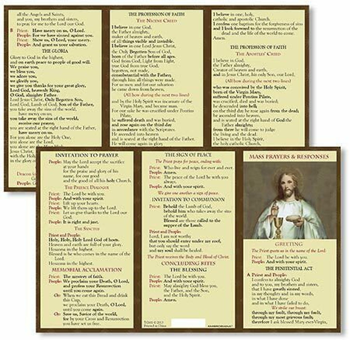 Catholic Mass Prayer and Responses Pocket Card Penitential Act Etsy