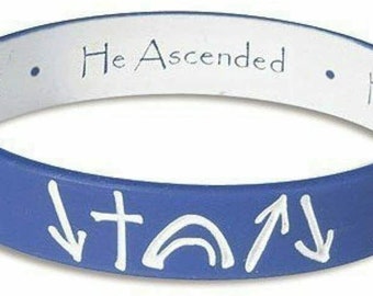 Royal Blue & White Reversible Silicone Witness Band Stretch Bracelet - Religious