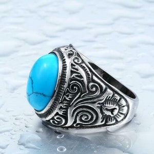 DEZILOO Mens Vintage Native Indian Turquoise Oval Ring - Etsy