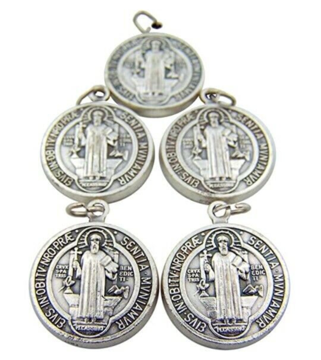 10pcs Silver Saint Benedict Evil Protection Devotion Medal Etsy