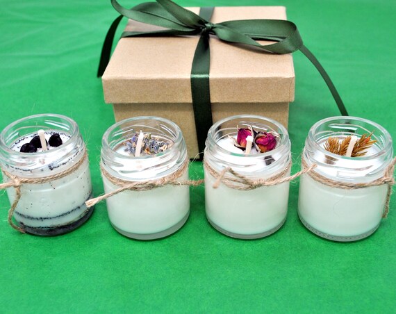 Box Set Of 4 Natural Scented Soy Wax Candles Handcrafted Etsy