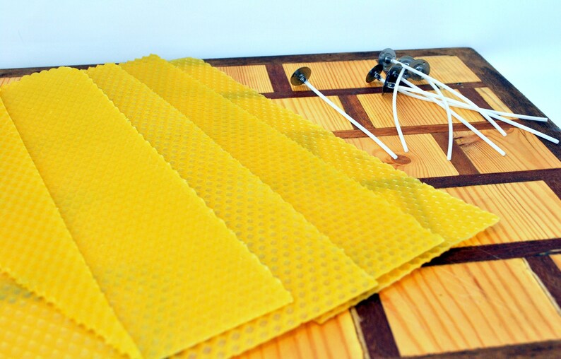 Pack of 4 Beeswax Sheets Each Sheet is Approximately 13'/ 10' and Wick