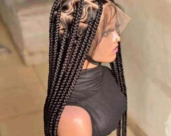 Full lace knotless box braided wig lace wig cornrow wigs goddess locs wig passion twists faux locs wig lace front wig wigs for black women