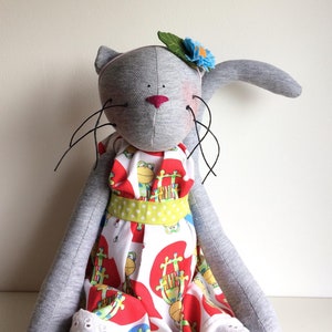 Big Tilda Cat Fabric Cat Toy Stuffed Cat Doll Grey Animal Tilda Doll Tilda cat toy grey cat toddler toy kid toy Tilda cat nursery decor