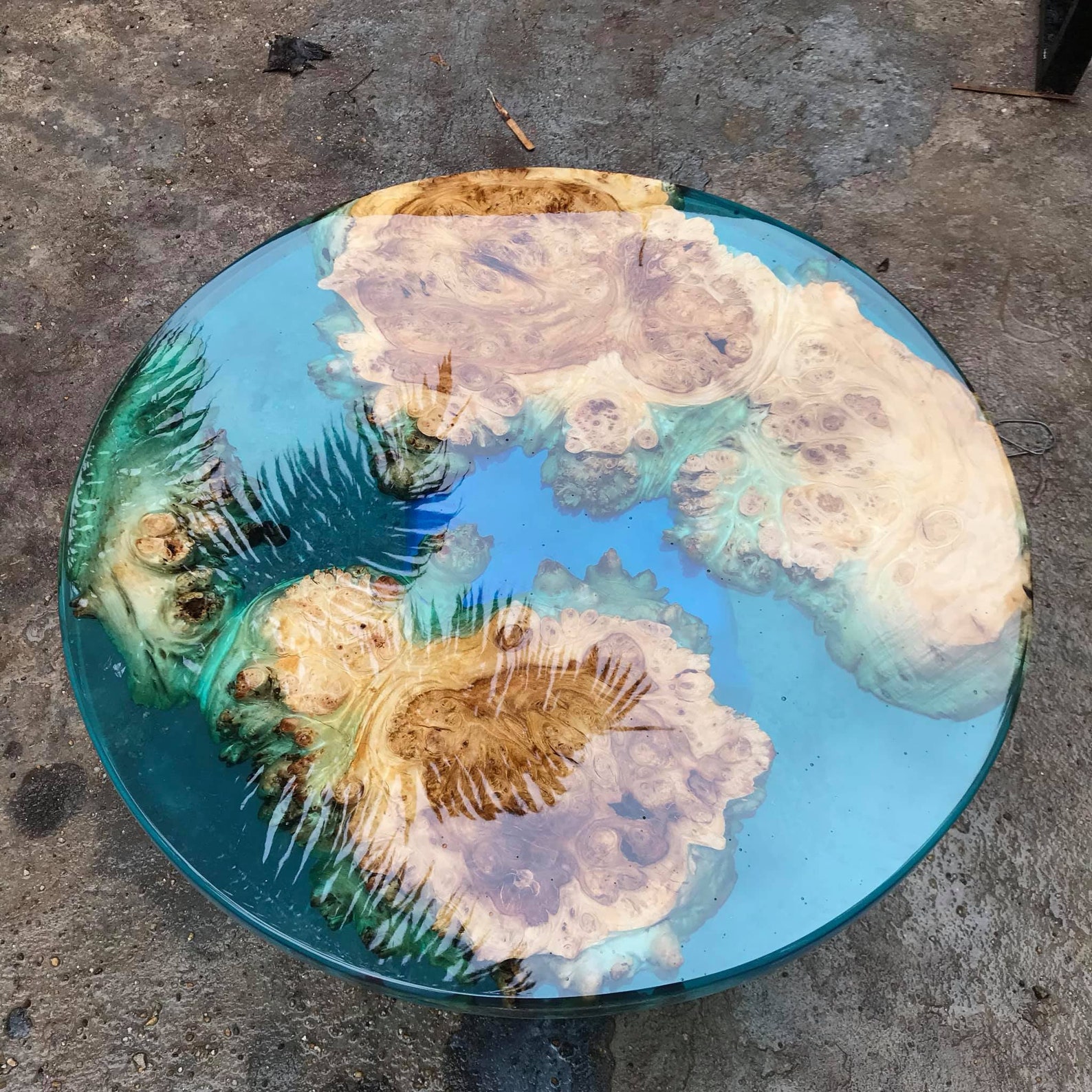 Blue river table top with epoxy inlay burl wood epoxy table Etsy