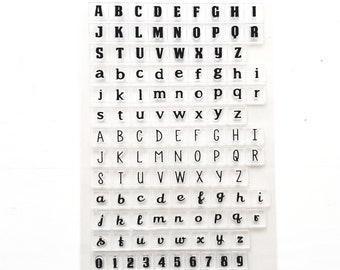 Alphabet & Numbers Clear Stamps, 4 different Fonts, Bullet Journal stamps, Planner stamp, Scrapbook, Travelers Journal, Card making
