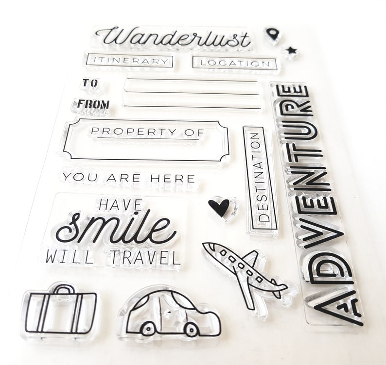 Plane Travelers Notebook Card making Planner stamp Discover Scrapbook Car Wanderlust Clear Stamps Bullet Journal Travel Adventure
