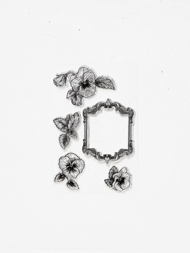 Bullet Journal Flower Clear Stamps Violets planner Stamp stamps for card making Banner Flower border Scrapbook