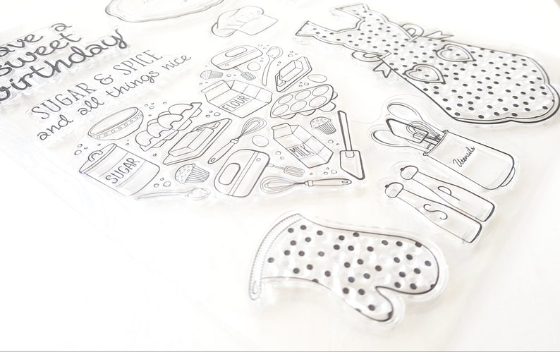 Bullet Journal stamps Food Large sheet Lovely Baking Clear stamps Sweet planner stamp Sugar /& Spice Heart stamps for Card making