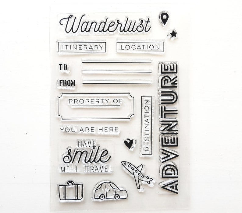 Plane Travelers Notebook Card making Planner stamp Discover Scrapbook Car Wanderlust Clear Stamps Bullet Journal Travel Adventure