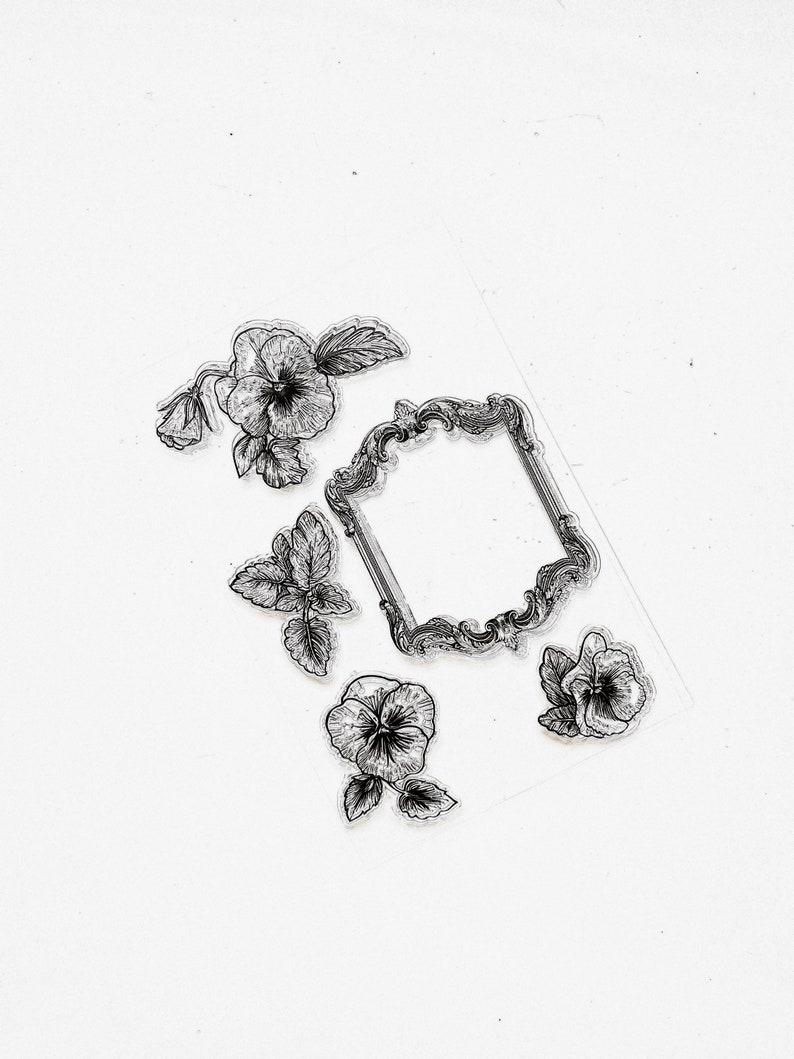Bullet Journal Flower Clear Stamps Violets planner Stamp stamps for card making Banner Flower border Scrapbook