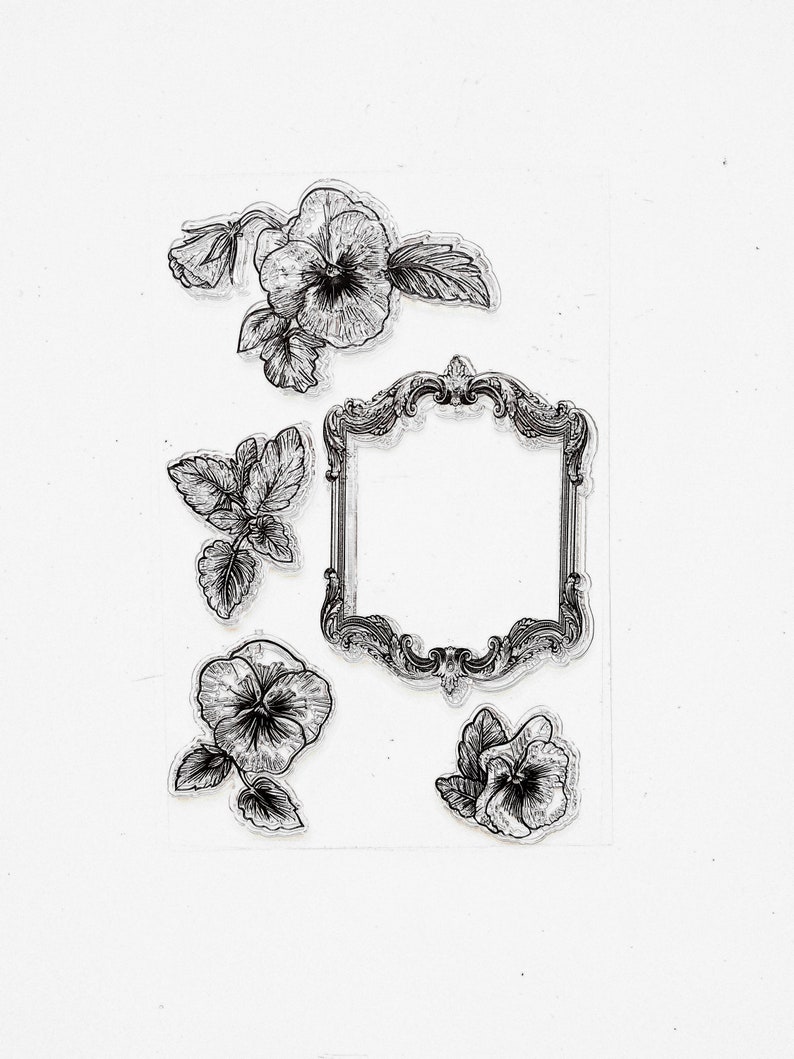 Bullet Journal Flower Clear Stamps Violets planner Stamp stamps for card making Banner Flower border Scrapbook